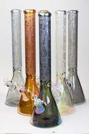 19" Genie Metallic sandblast 7 mm glass beaker bong