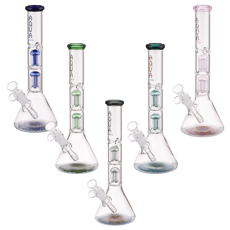 AQ004- Aqua Glass Beaker Bong with 5 Arm Percolator