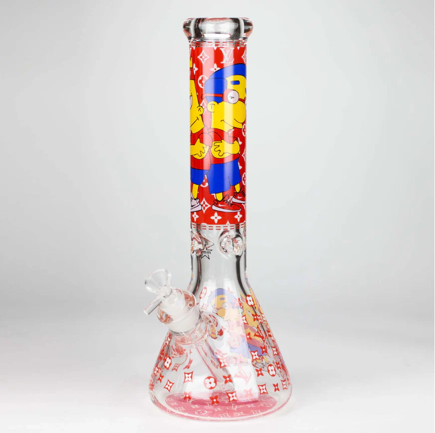 14" Cartoon Glow 9 mm glass bong