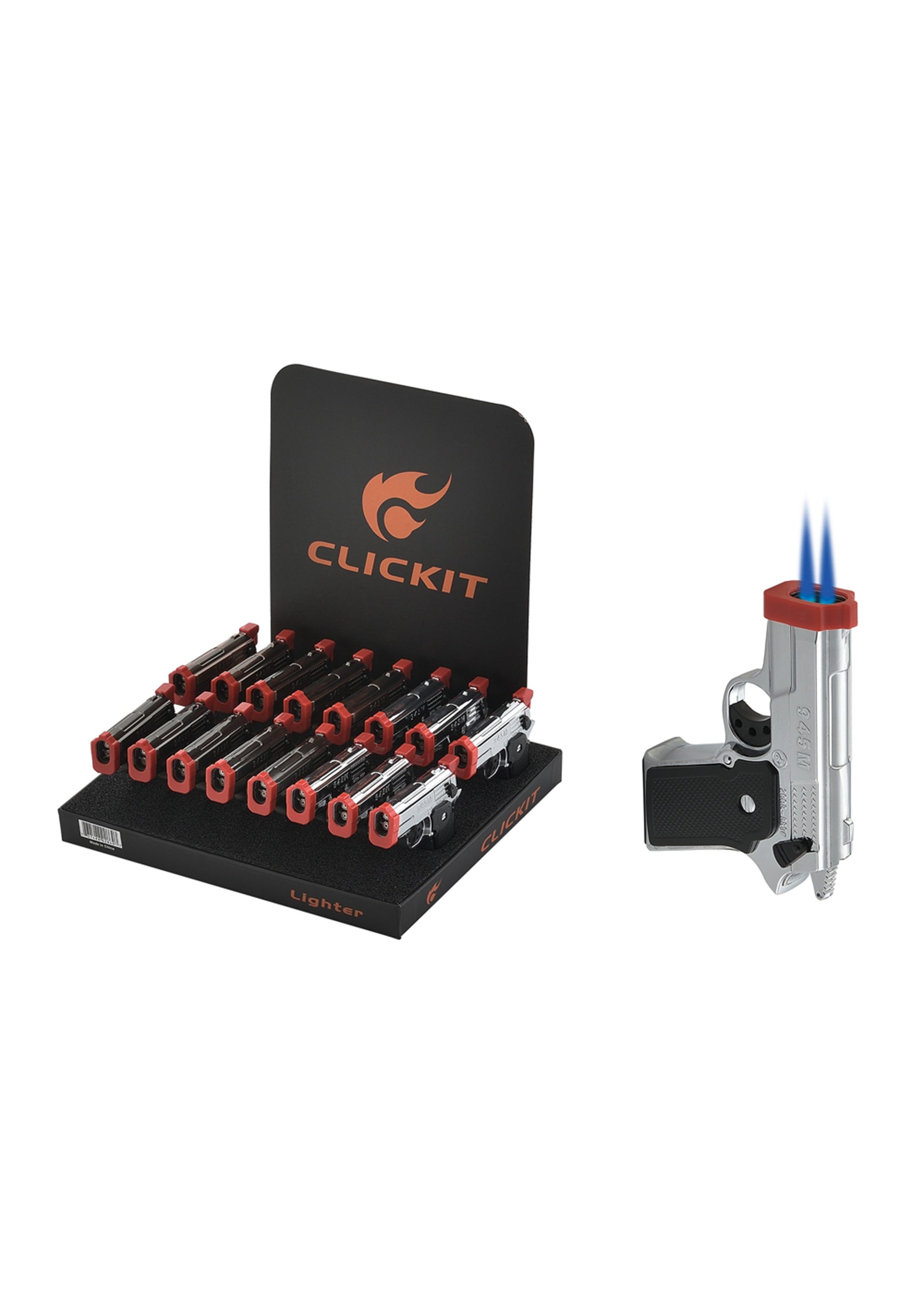 CLICKIT Pistol Double Torch Lighter – (GH-10260-2)