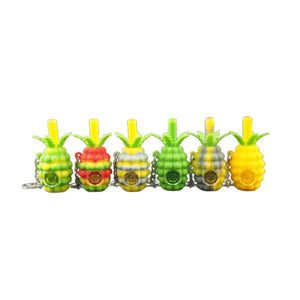 Silicone Pineapple Hand Pipe with Glass Bowl and Keychain (AK2136)